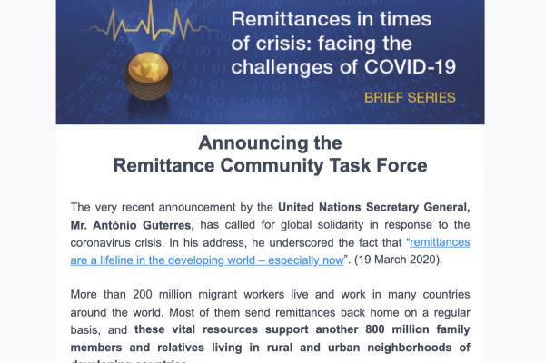 Remittances in Times of Crisis: Facing the Challenge of COVID-19