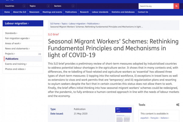 Seasonal Migrant Workers’ Schemes: Rethinking Fundamental Principles and Mechanisms in light of COVID-19
