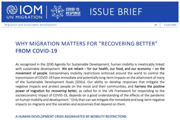 Why Migration Matters for “Recovering Better” from COVID-19