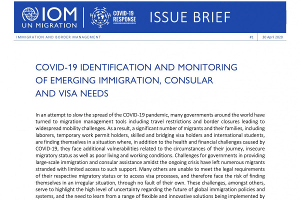COVID-19 Identification and Monitoring of Emerging Immigration, Consular and Visa Needs