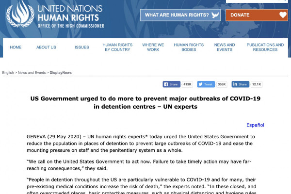 US Government Urged to do More to Prevent Major Outbreaks of COVID-19 in Detention Centres – UN Experts