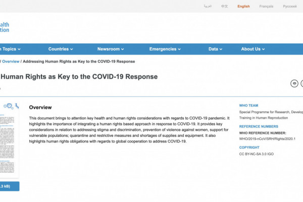 Addressing Human Rights as Key to the COVID-19 Response