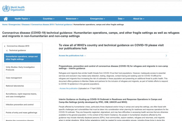 Interim Guidance on Preparedness, Prevention and Control of Coronavirus Disease (COVID-19) for Refugees and Migrants in Non-Camp Settings